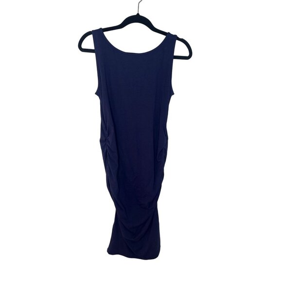Kimi Kai Maternity Womens Ruched Midi Dress Size M Navy Blue - Picture 4 of 8